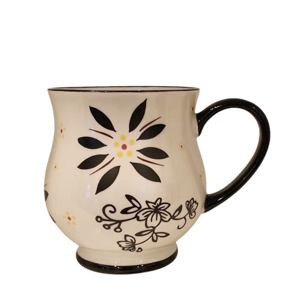 Temptations Old World Floral Lace Black Classic Footed Mug 16 Oz - Picture 1 of 6